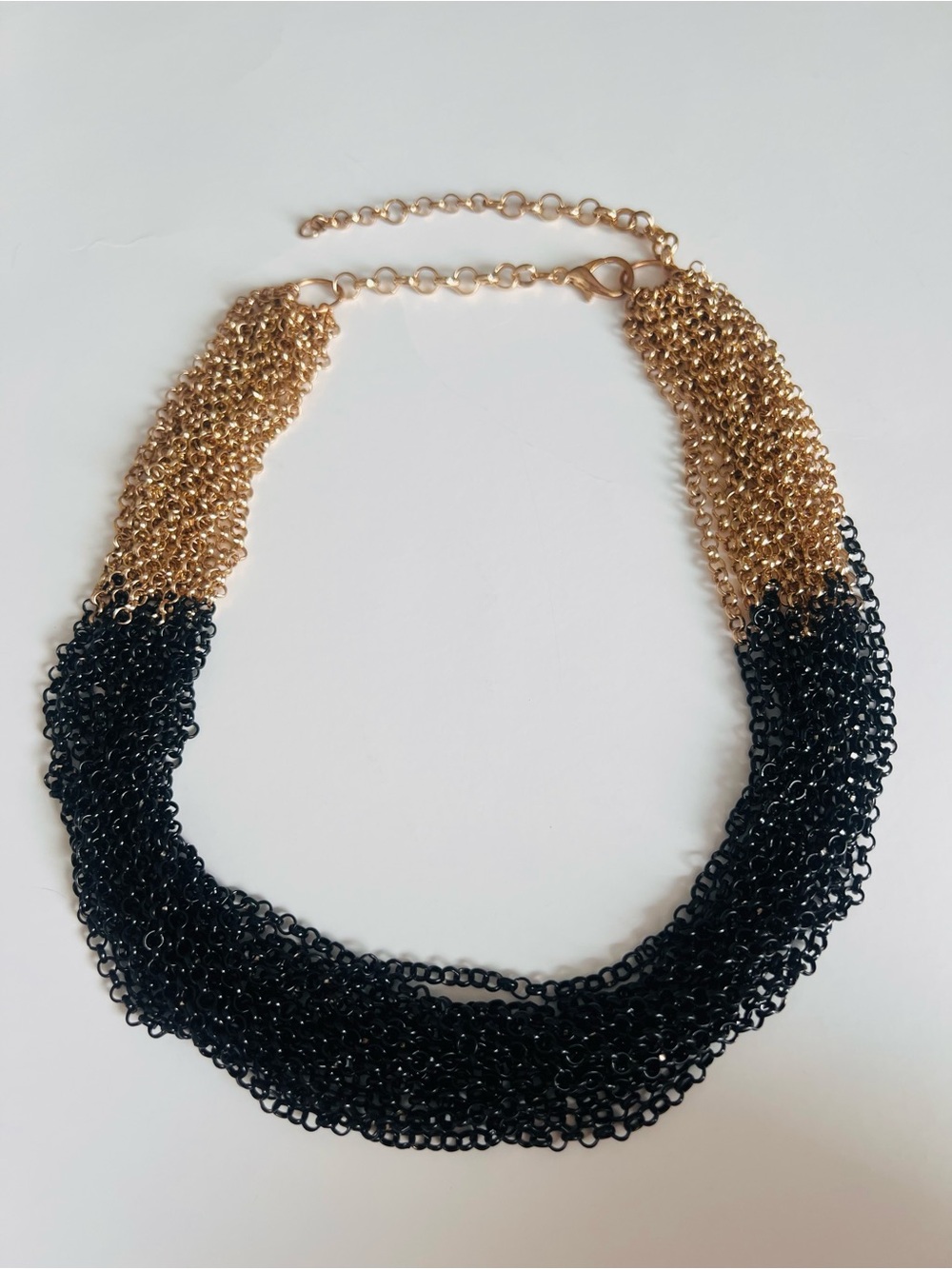 Two-Tone Gold and Black Layered Chain Necklace